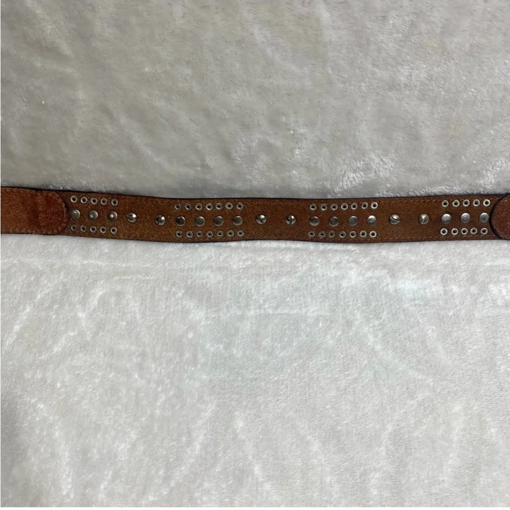 NOCONA Genuine Leather Kids Western Belt Brown Tooled Turquoise Cowboy Size 20